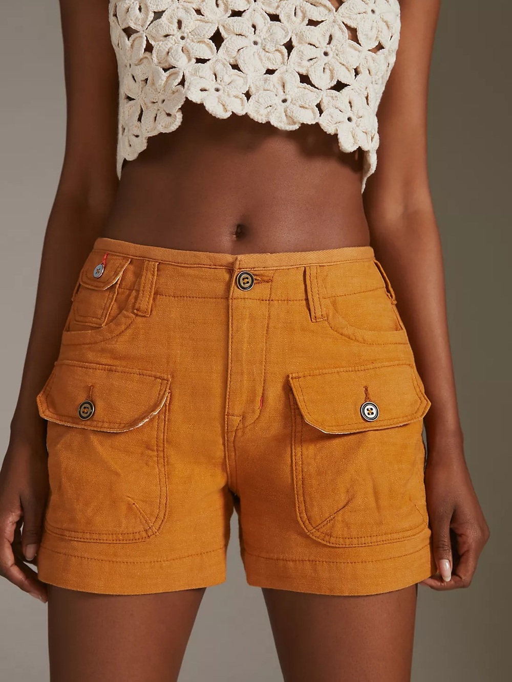 Anthropologie mustard yellow Pilcro Camp Shorts size 29 women cotton blend